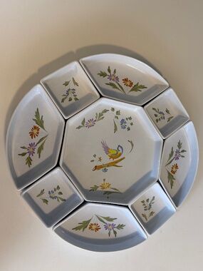 Vintage Longchamp France Perouges 9-Piece Ceramic Lazy Susan Set
